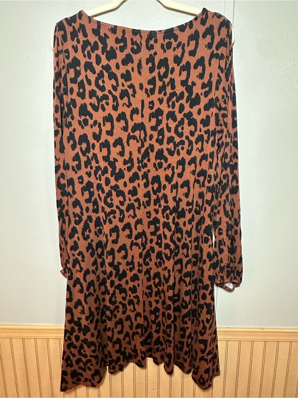 New York & Company Animal Print Long Slit Sleeve Dress Medium - Picture 3 of 6